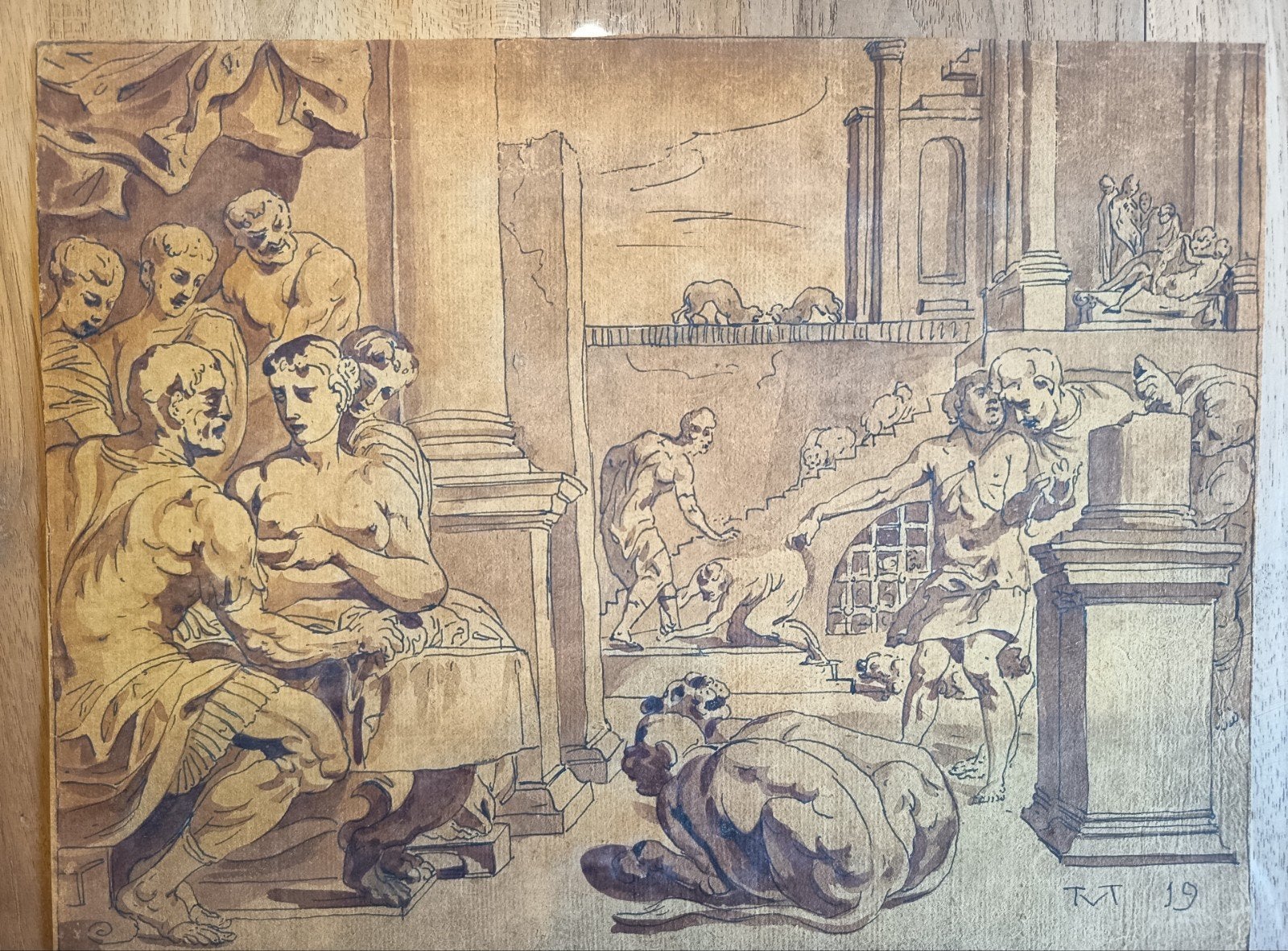 Heel oude pentekening getekend tvt 19, Ophalen of Verzenden