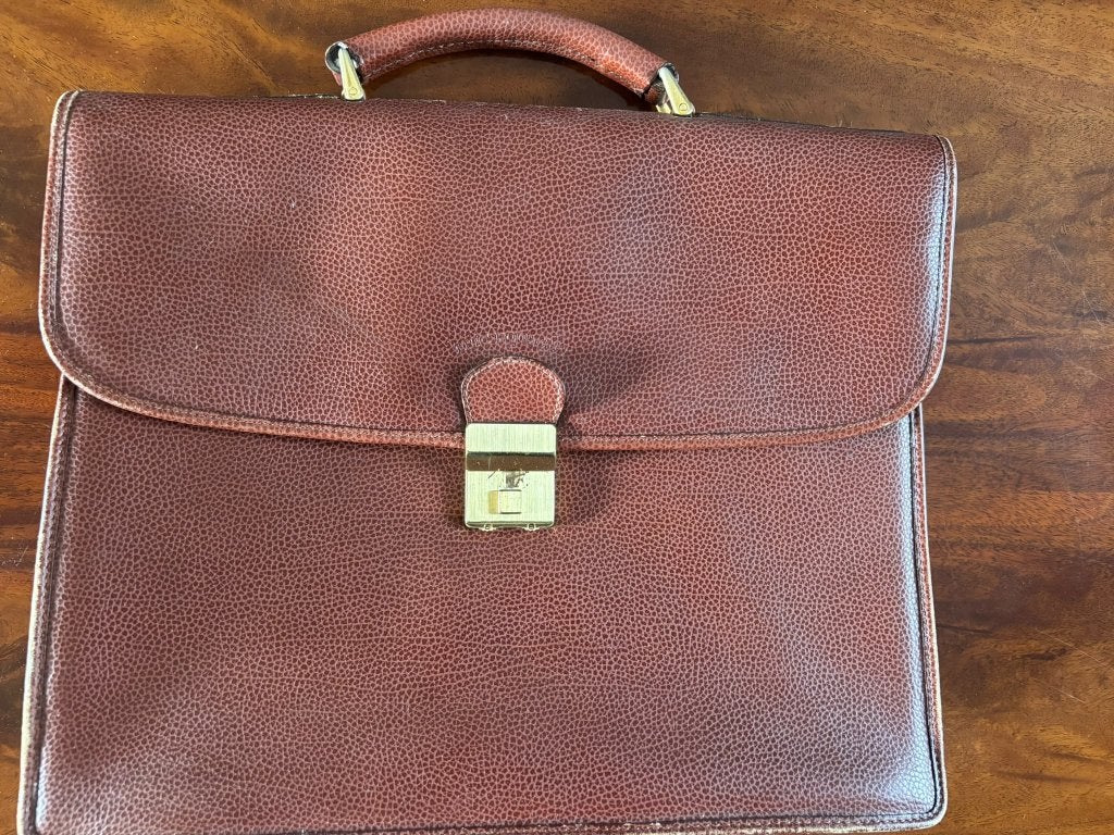 Porte-documents vintage Pourchet, Bijoux, Sacs & Beauté, Cuir, Brun, Enlèvement, Utilisé