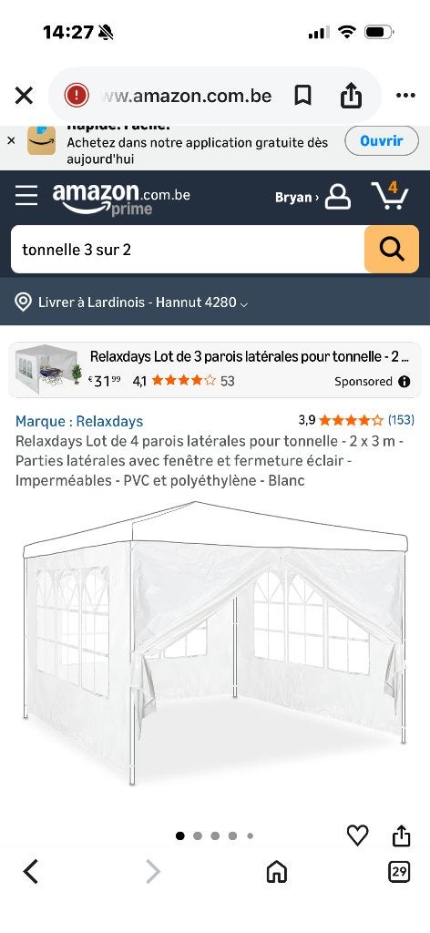 Tonnelle, Jardin & Terrasse, Enlèvement