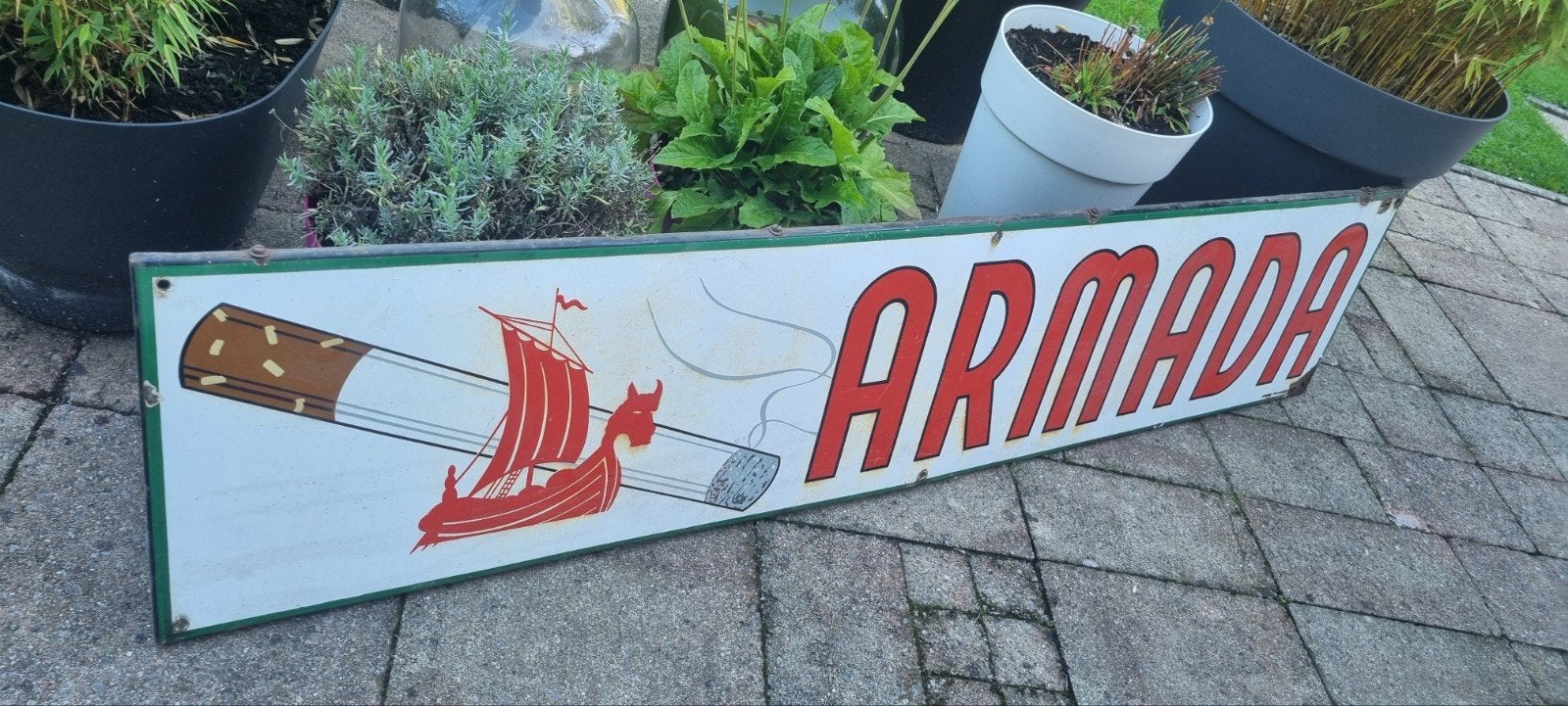 Antiek Armada tabak bord reclamebord plaat, Verzamelen, Ophalen, Reclamebord