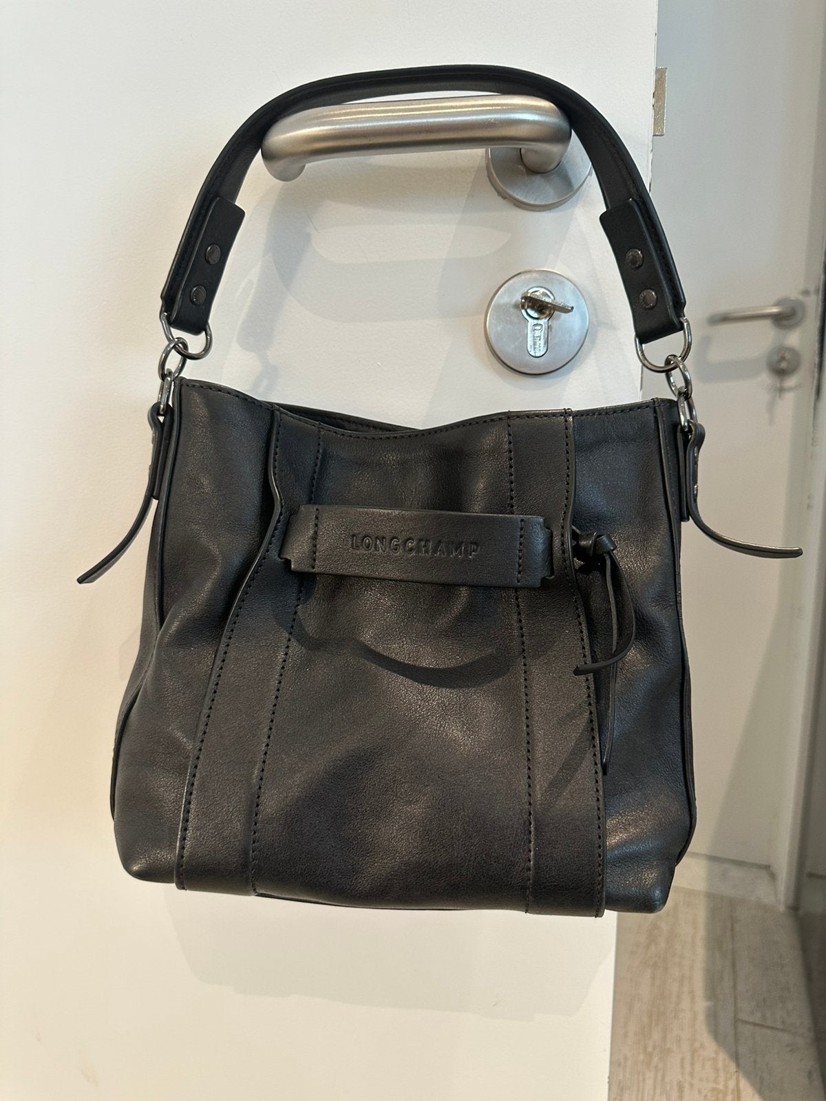 Longchamp 3D S Crossbody Bag Zwart Leder – Nieuwstaat, Ophalen, Zo goed als nieuw, Zwart