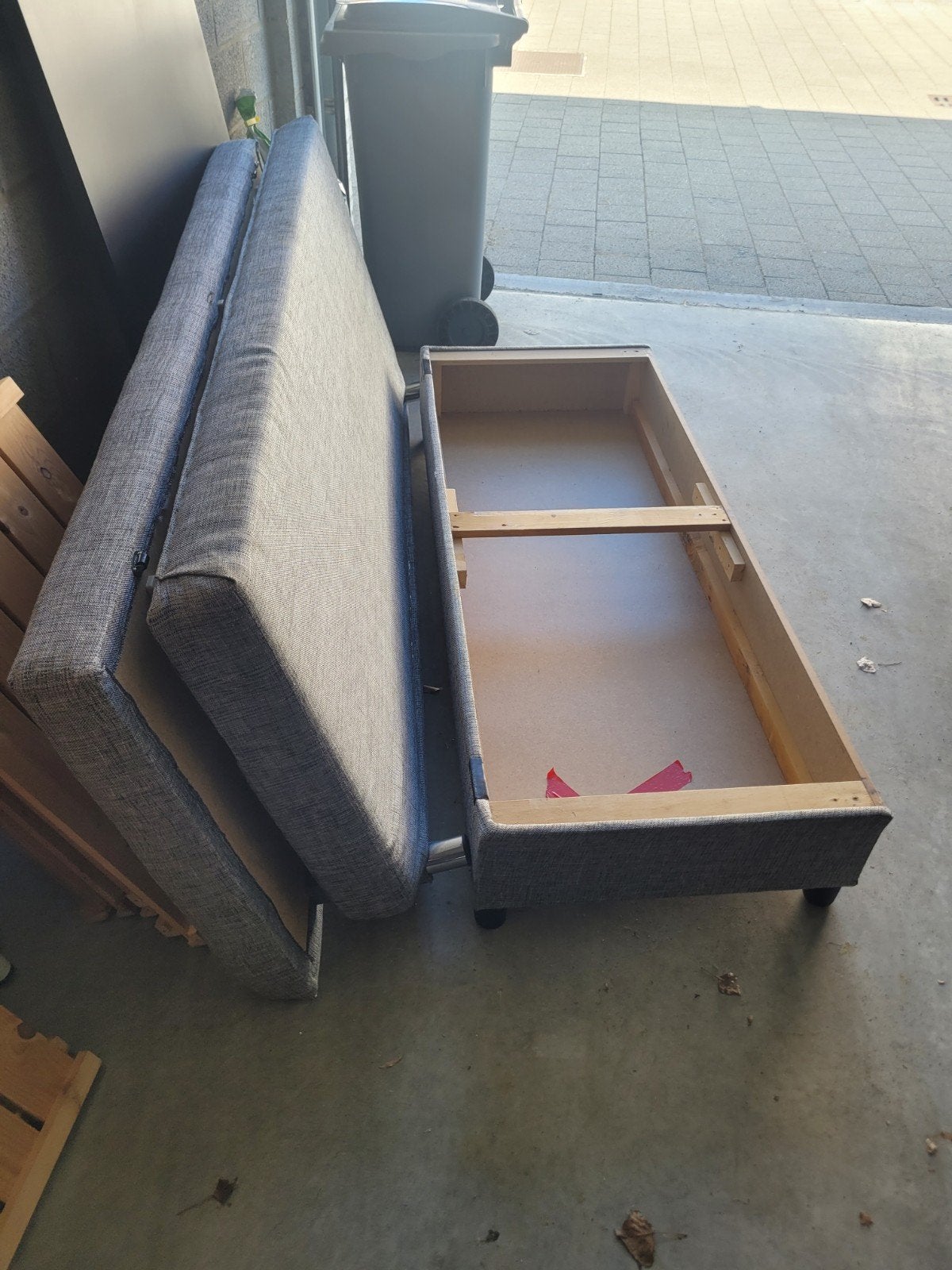 Grijze Slaapbank, Ophalen, Gebruikt, Grijs, 220 cm