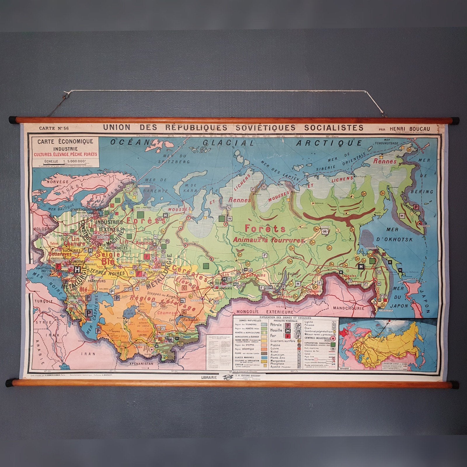 Schoolkaart Hatier N56: USSR, Antiek en Kunst, Ophalen, Aardrijkskunde