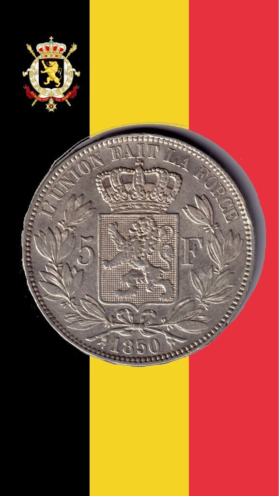 VARIANTE : 5 francs 1850 (5 différents) - Léopold I, Enlèvement ou Envoi, Monnaie en vrac, Argent, Argent