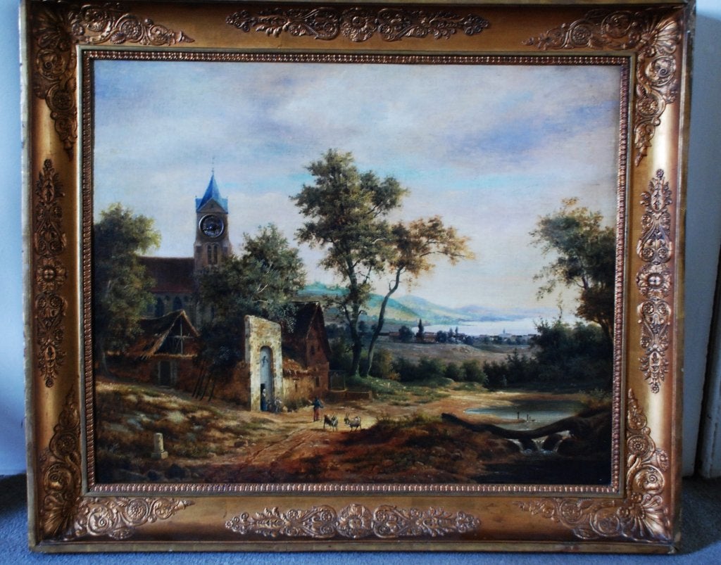 TABLEAU HORLOGE, Panneau, Enlèvement, Classique, Peint à la main