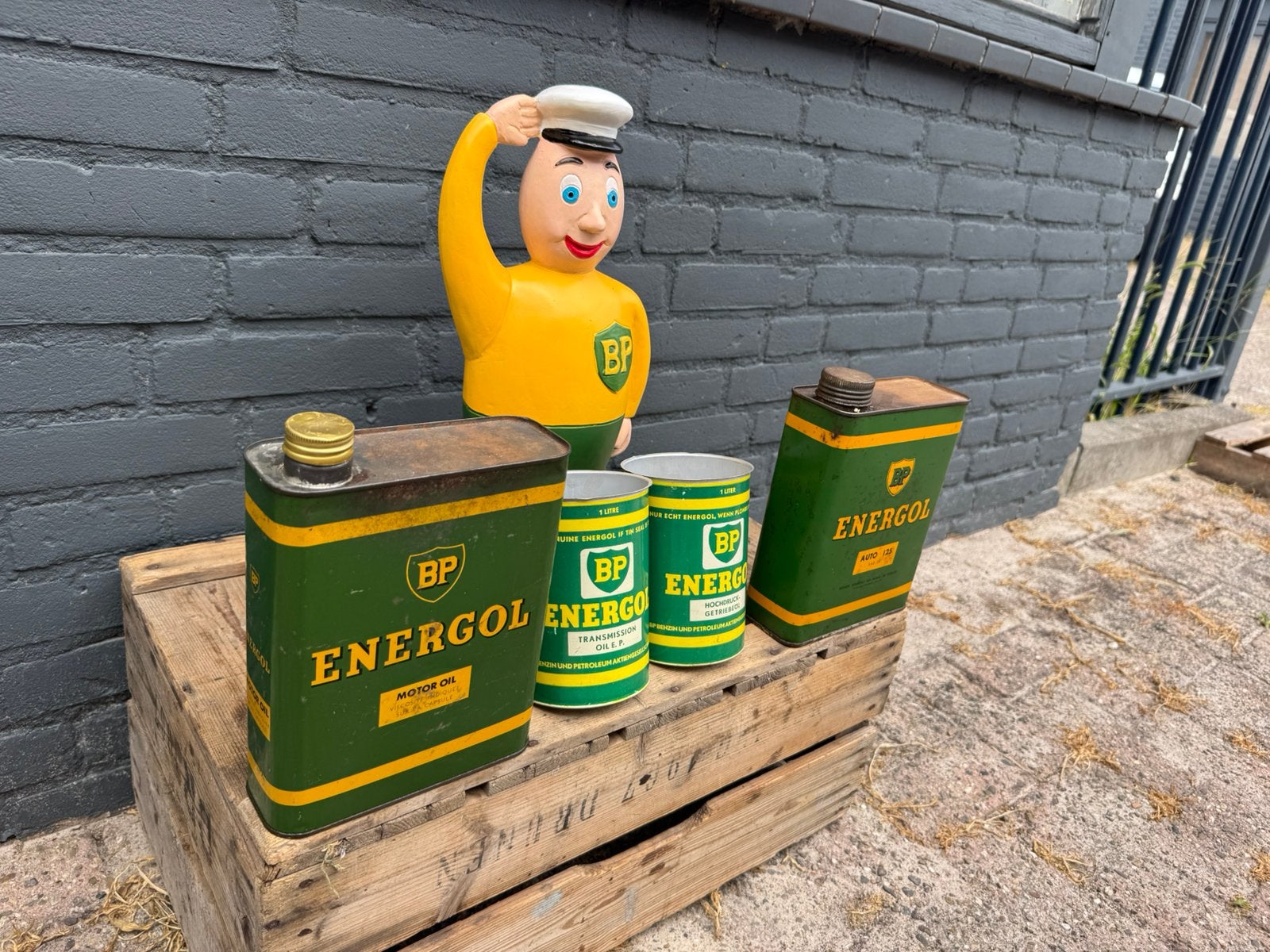 BP oude reclame items / blikken, Verzamelen, Ophalen of Verzenden, Gebruikt, Verpakking