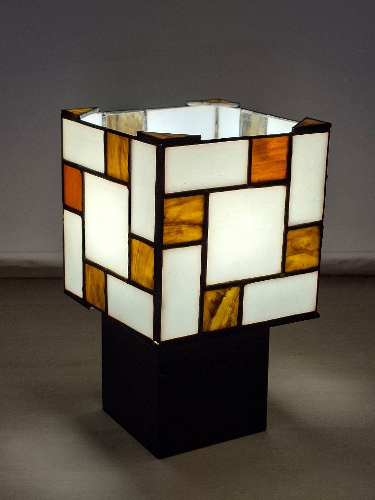 TAFELLAMP TIFFANY MONDRIAAN, Neuf, Fait main, Verre, Lampe Tiffany