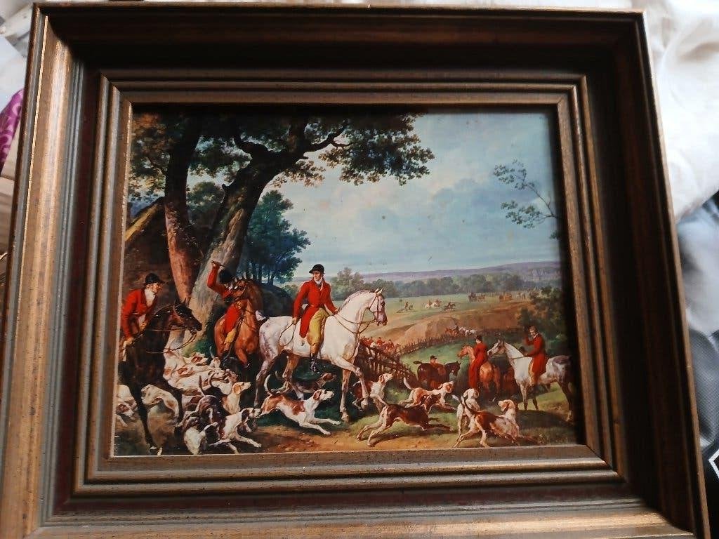 Schilderij de jacht, Antiek en Kunst, Ophalen, Klassiek, Dieren
