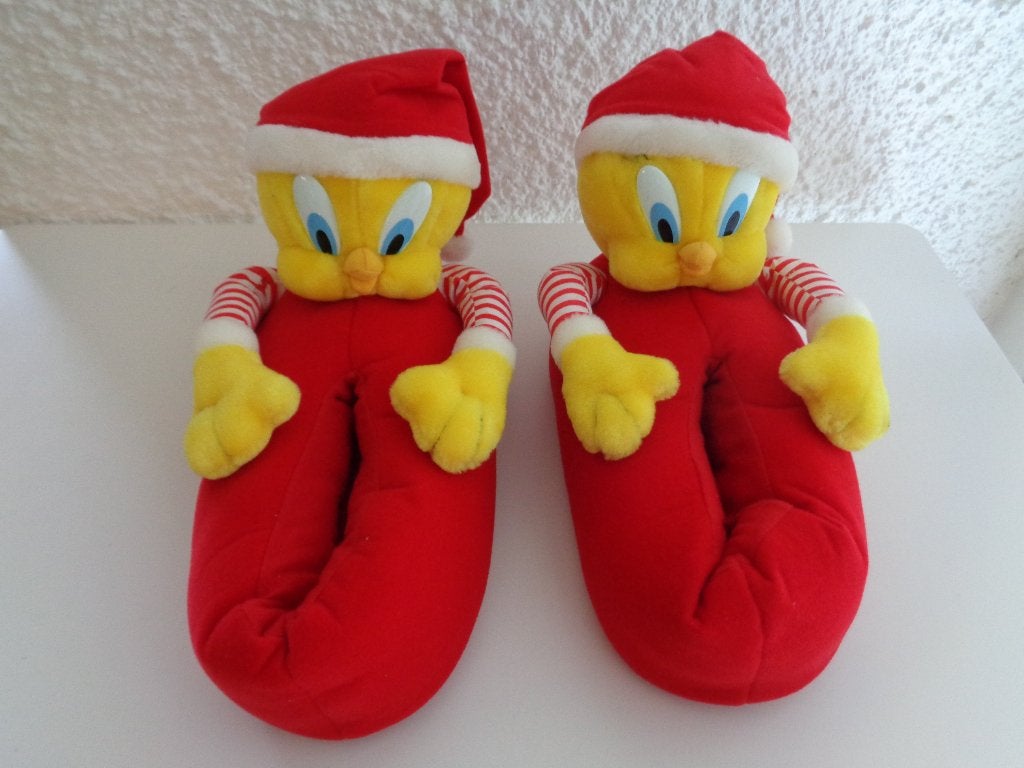 Pantoufles titi père Noel. Vintage1999 Neuf.38/39, Envoi, Autres personnages, Neuf, Autres types