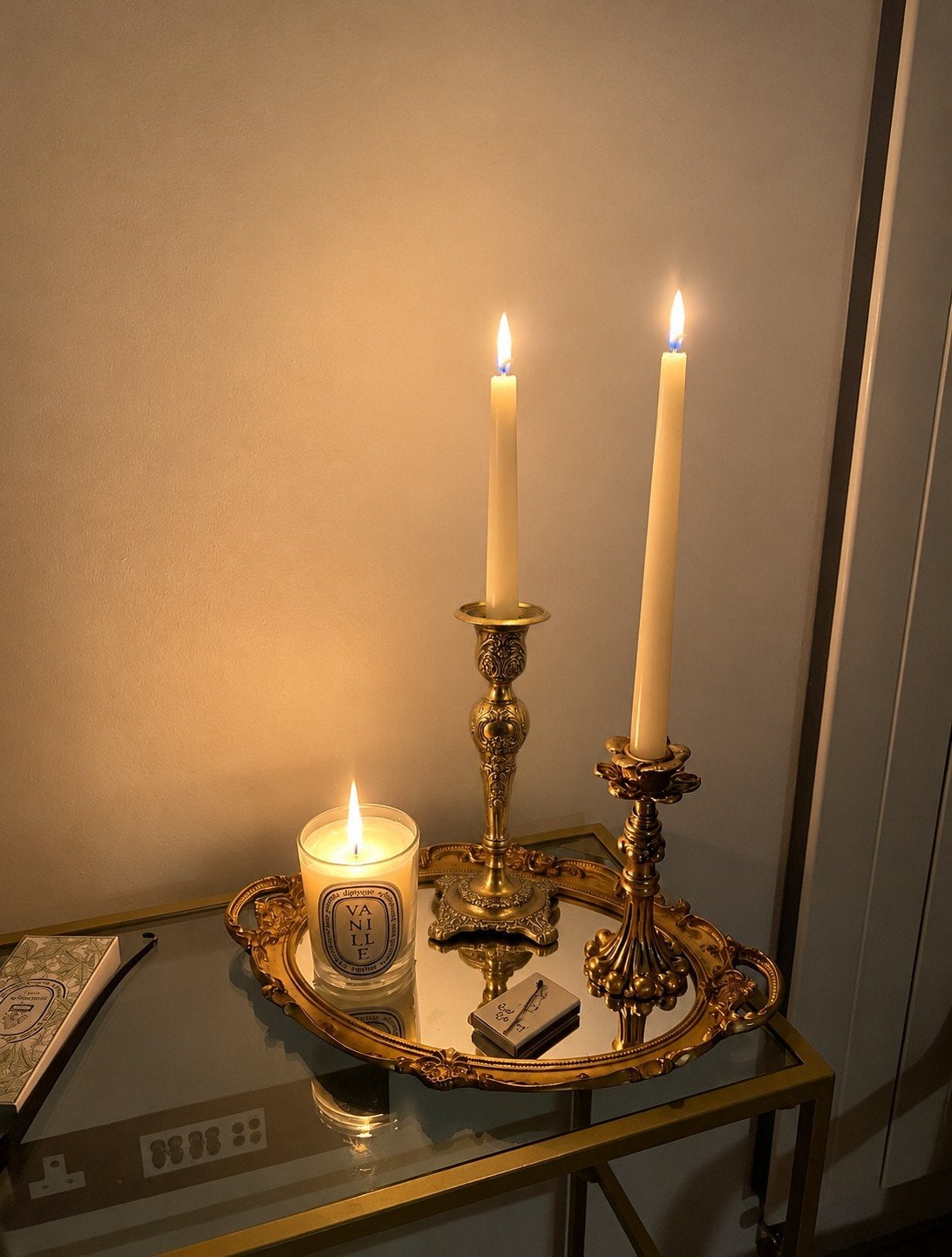 Chandelier en bronze antique élégant — 23 cm — Vintage Baroq, Antiquités & Art, Enlèvement ou Envoi