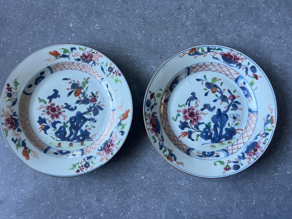 2 19de eeuwse chinese familie rose borden, Antiek en Kunst, Ophalen of Verzenden