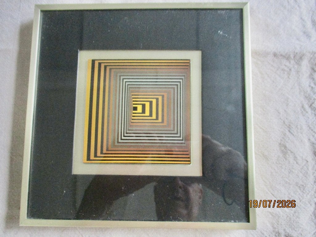 Vassarely 1972 série Vonal Feng en héliogravure, Antiquités & Art, Autre technique, Envoi, Abstrait, Encadré