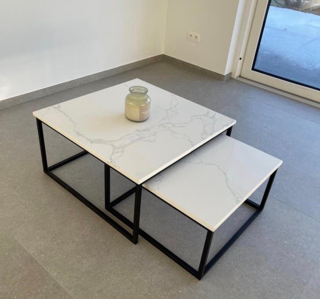 Te koop: Luxe set marmeren salontafels (Calacatta Quartz ), Ophalen of Verzenden, Zo goed als nieuw