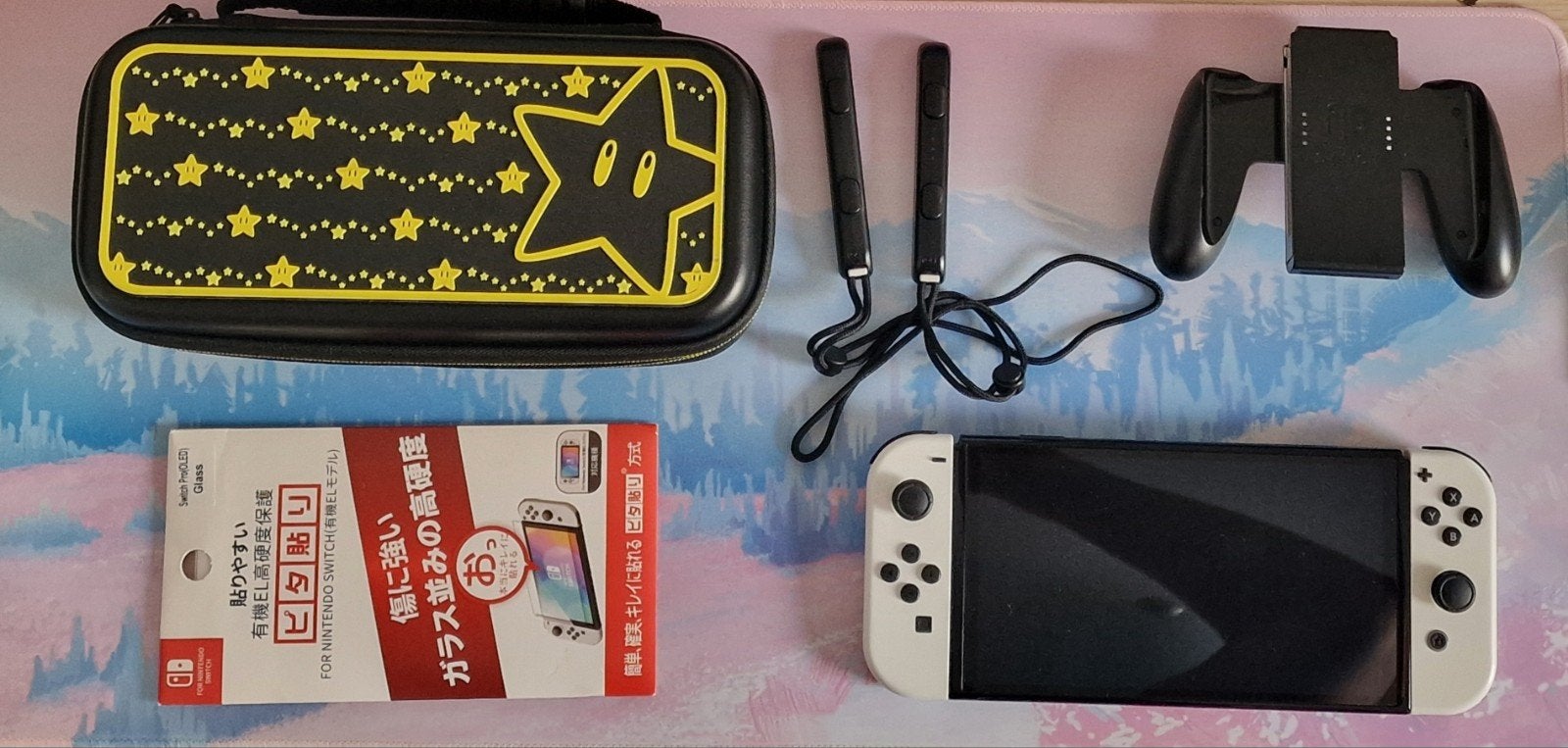 Nintendo Switch OLED wit + case + screen protector, Games en Spelcomputers, Ophalen of Verzenden, Zo goed als nieuw, Met 2 controllers