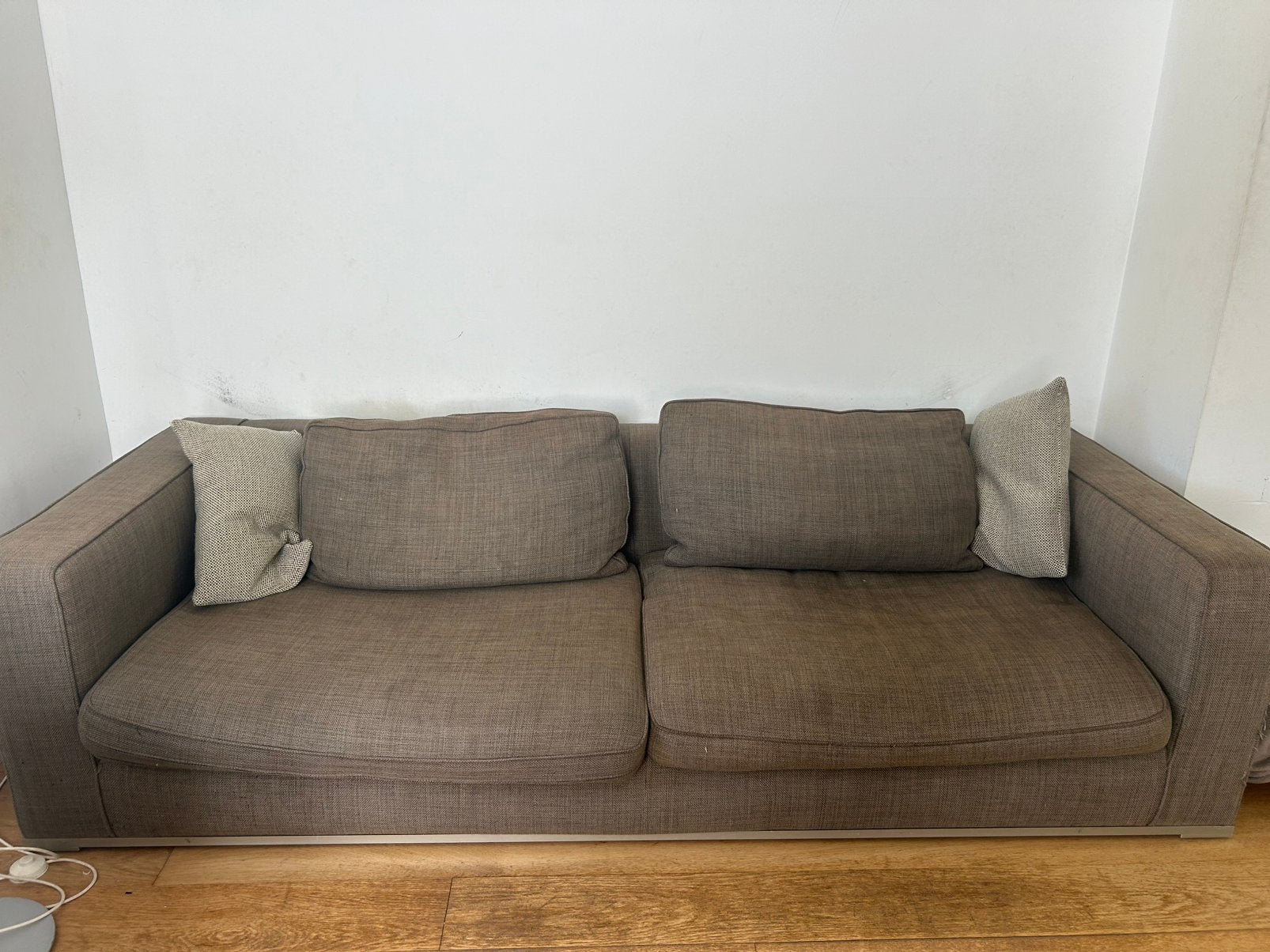 GRATIS Stoffen zetel met kussens, 200 à 250 cm, Banc droit, Enlèvement, Utilisé
