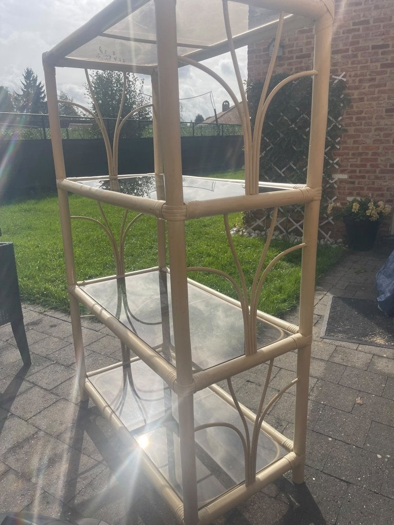 Decoratief Rotan rek - 4 legplanken, Ophalen, Gebruikt