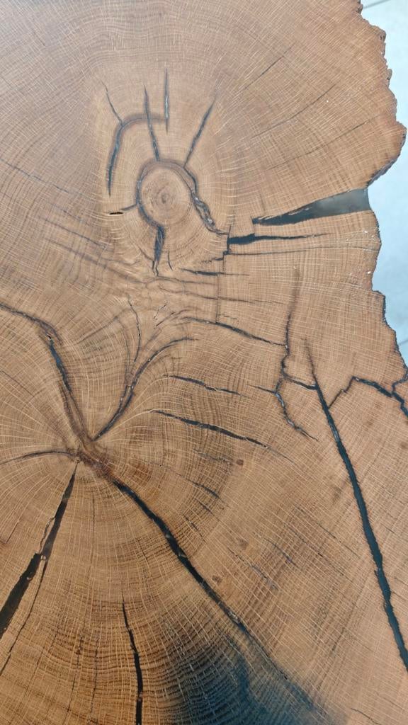 Massief eiken salontafel met epoxy gevuld HANDGEMAAKT!, Ophalen