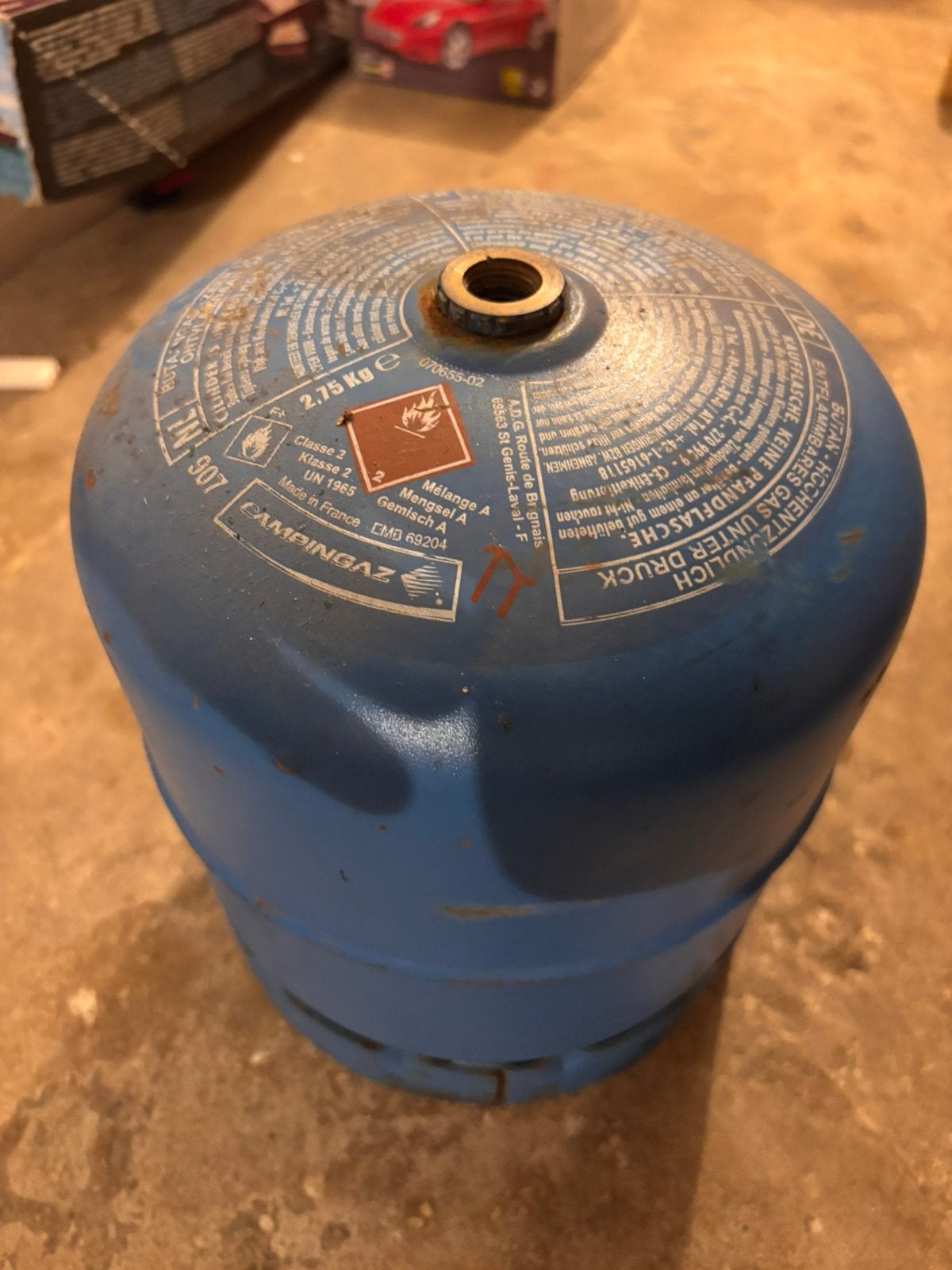 Campingaz 907 - gebruikte gasfles nog 1/4 inhoud, Caravans en Kamperen, Kampeeraccessoires, Ophalen, Zo goed als nieuw