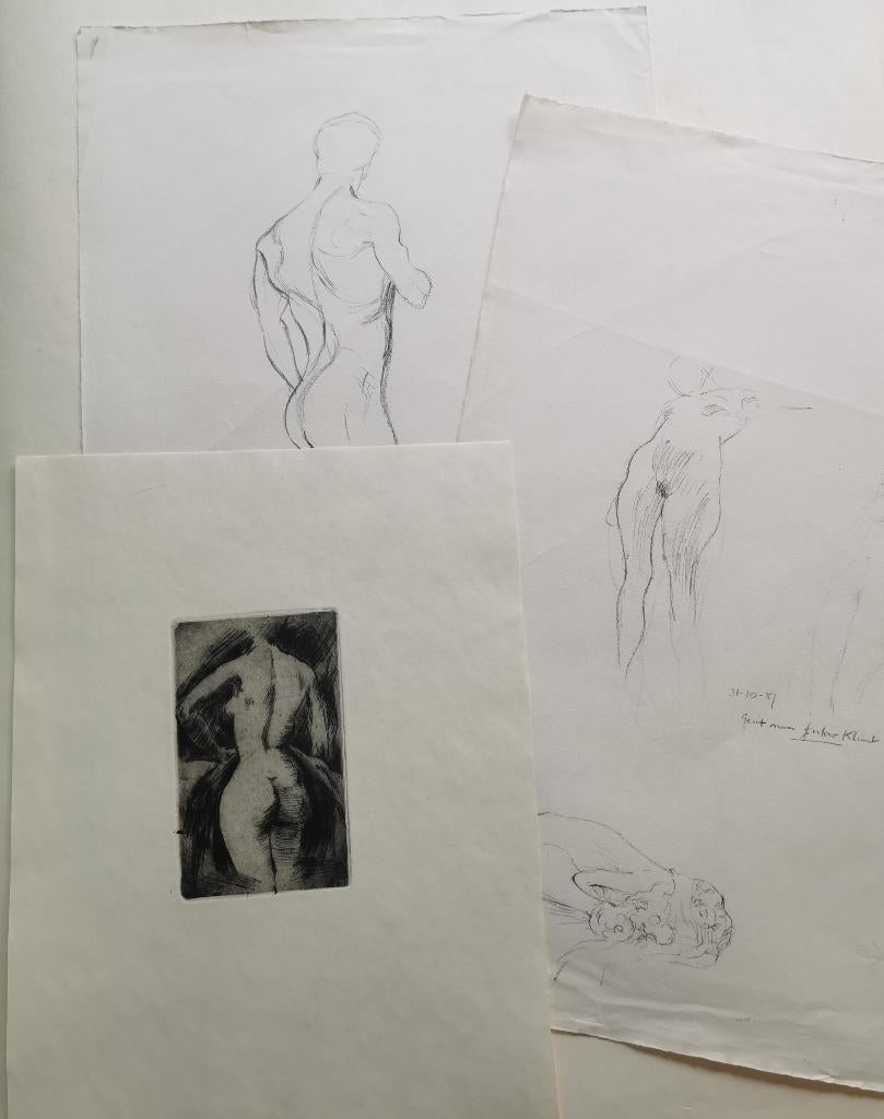3 nus, Antiquités & Art, Eau-forte, Enlèvement ou Envoi, 1950 - 1999, Portrait