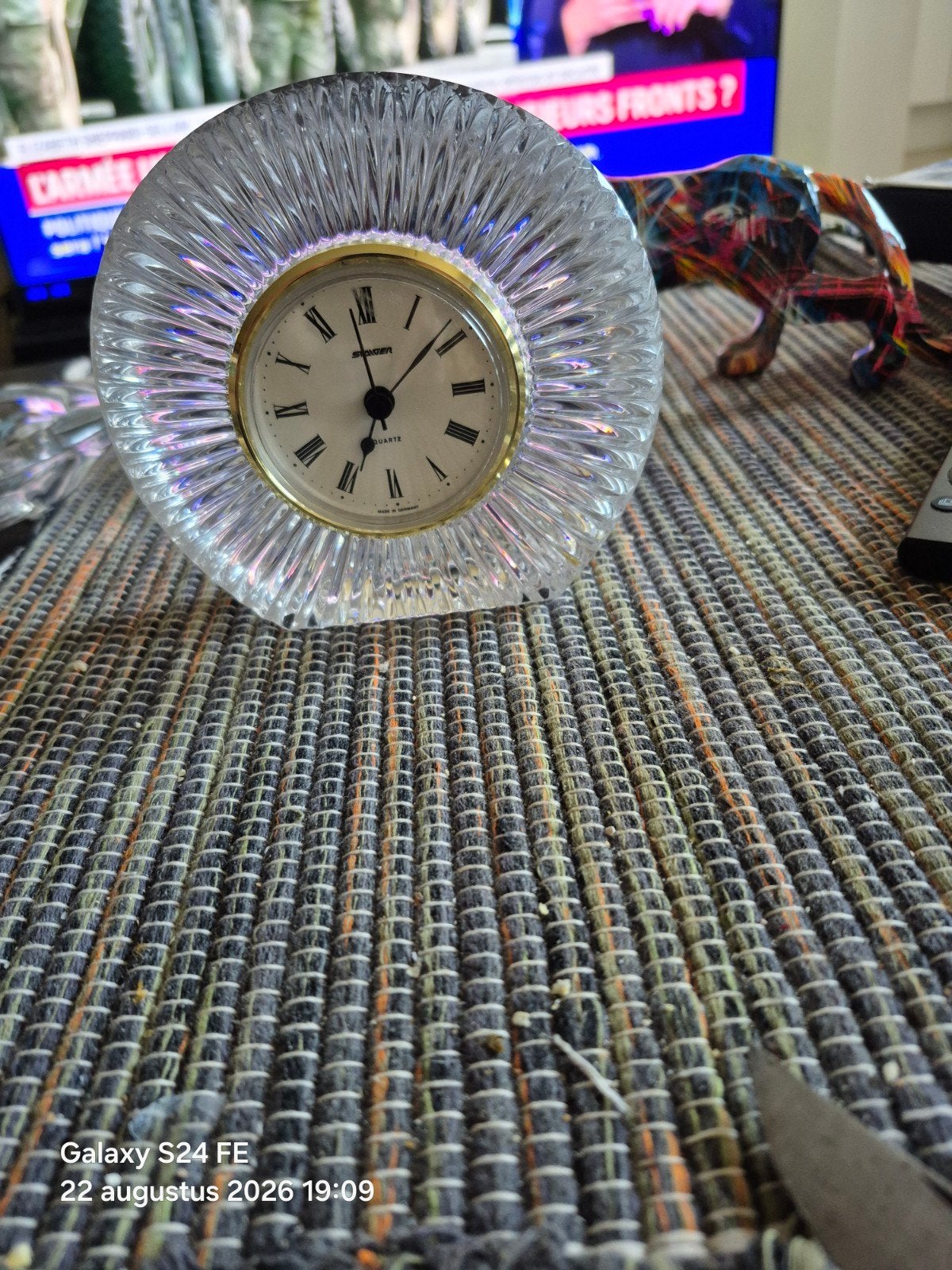horloge en cristal, Vintage, Enlèvement ou Envoi, Horloge de table