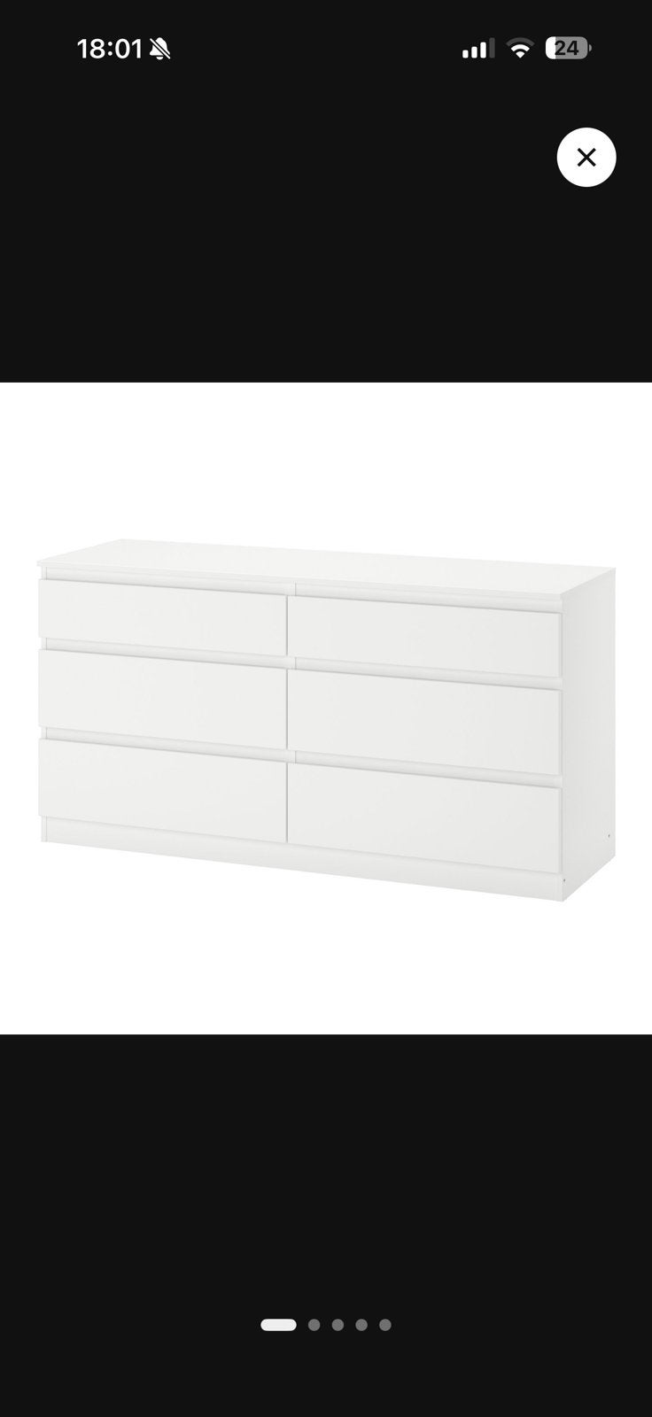 commode IKEA, six tiroirs blanche KULLEN, Maison & Meubles, Enlèvement, Utilisé