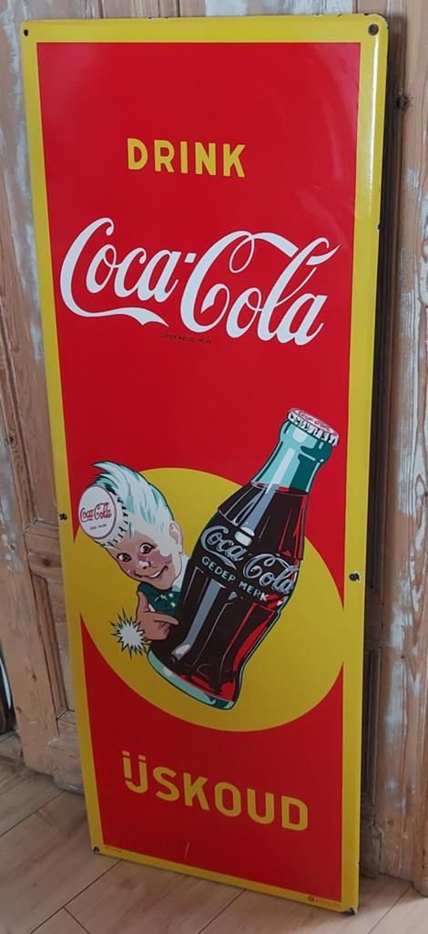 Coca cola emaille reclamebord, Verzamelen, Ophalen, Reclamebord