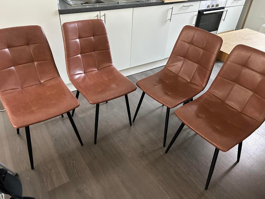 Bruine stoelen (6 stuks), Maison & Meubles, Chaises, Comme neuf, Deux, Brun, Enlèvement