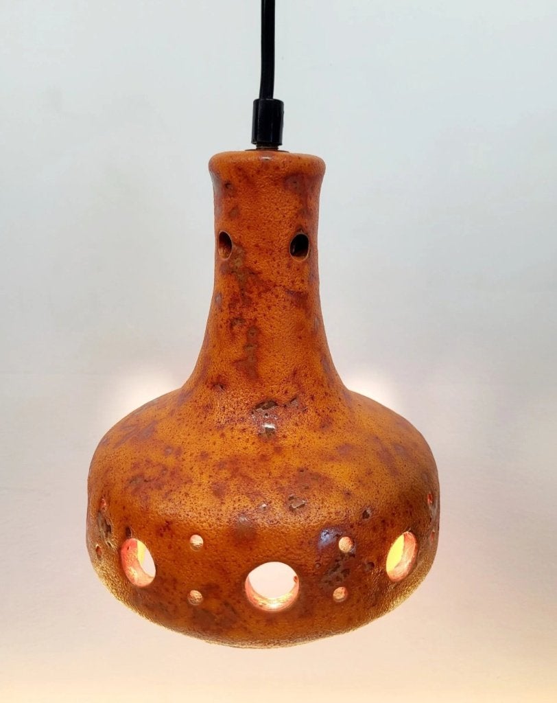 Fat Lava keramiek hanglamp, oranje tinten, jaren 50, Ophalen of Verzenden