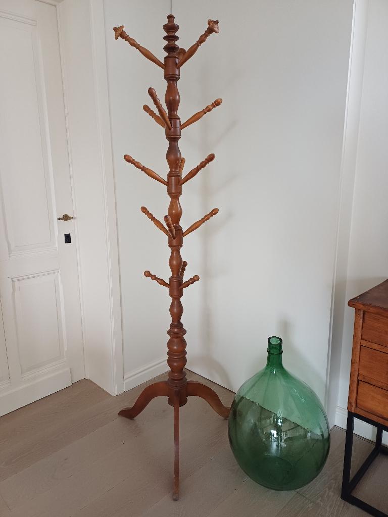 Vintage brocante antiek houten staande kapstok, vloerkapstok, Ophalen
