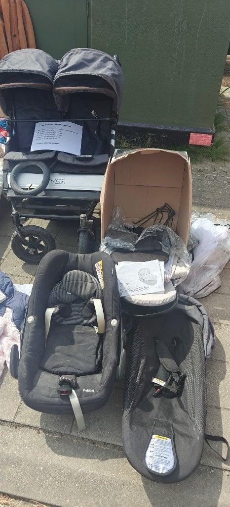 Mountain Duet dubbele buggy met toebehoren, Ophalen, Gebruikt, Overige merken
