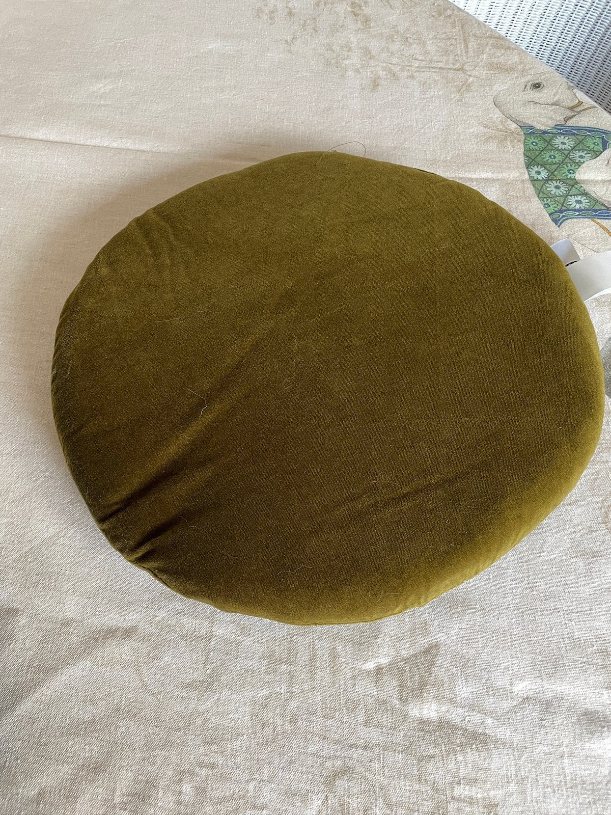 Ronde fluwelen kussens in olijfgroene kleur, Ophalen, Afneembare hoes, Overige merken, Rond