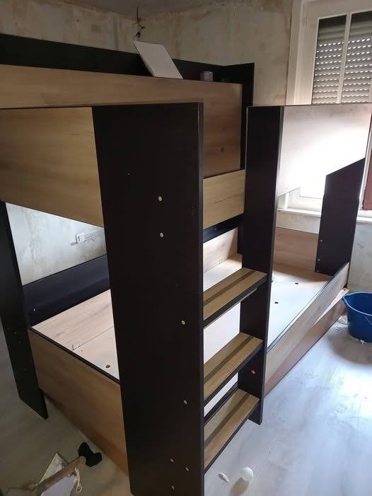 Stapelbed, Huis en Inrichting, Ophalen, Gebruikt, Zwart, Hout