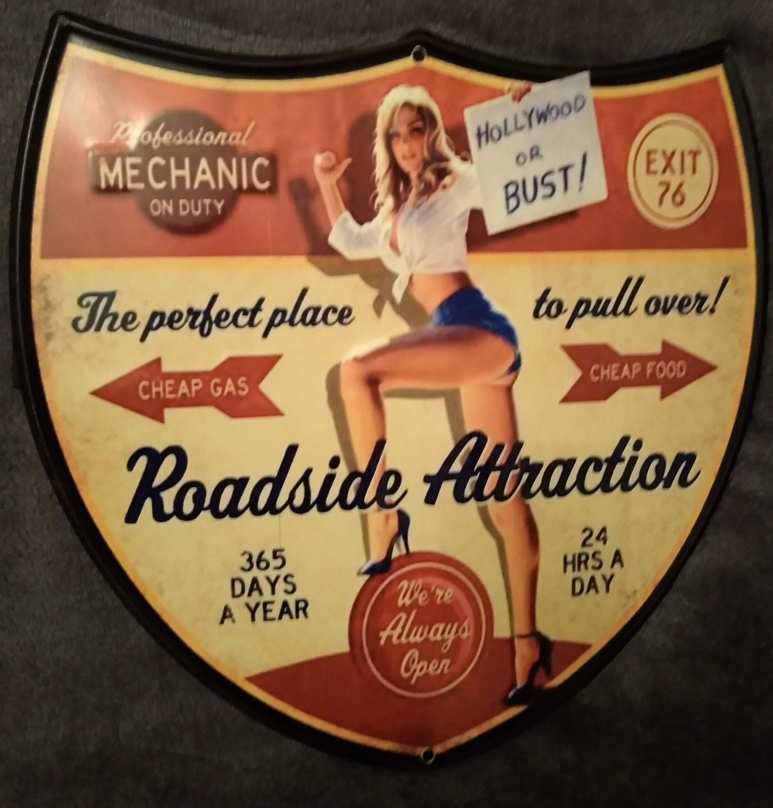 Roadsign “Pin Up” Attraction U.S.A., Collections, Marques & Objets publicitaires, Utilisé, Panneau publicitaire, Enlèvement ou Envoi