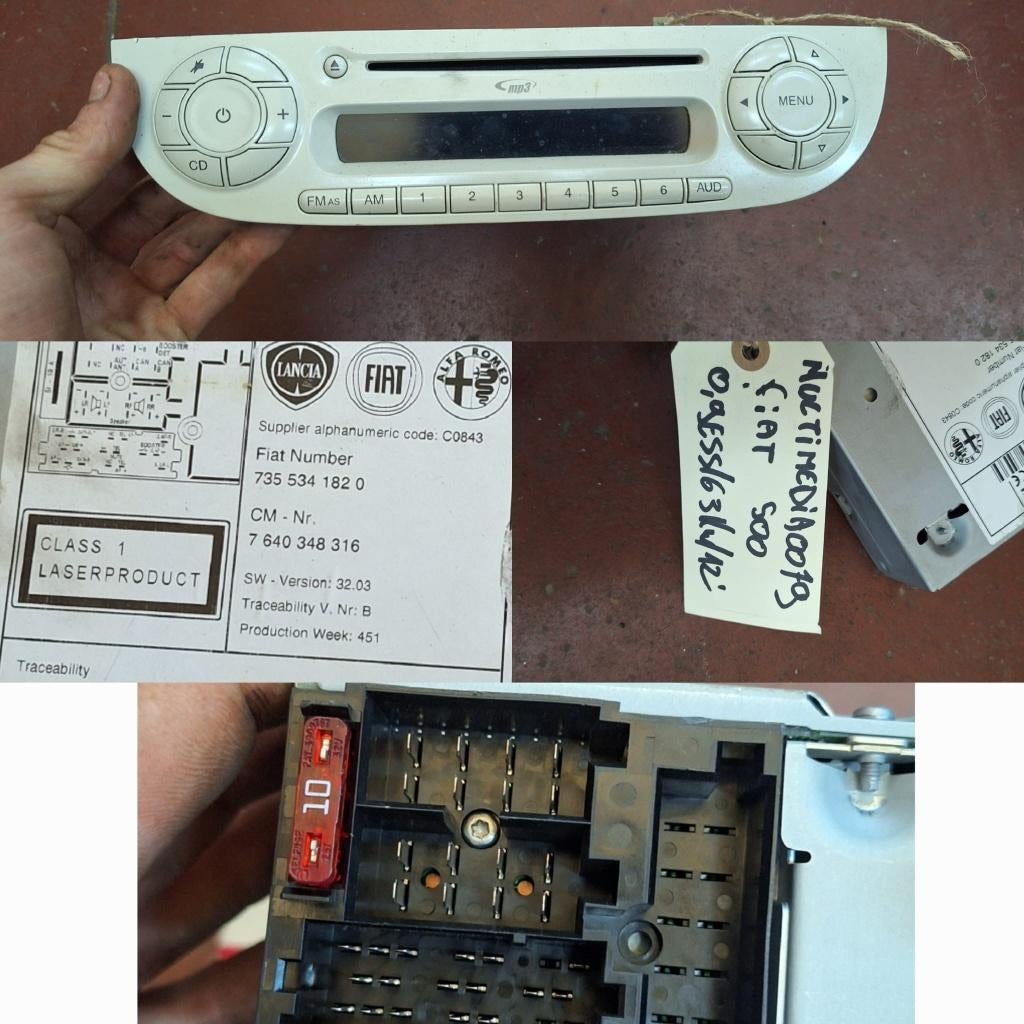Autoradio Fiat 500 2012, Ophalen, Gebruikt, Fiat
