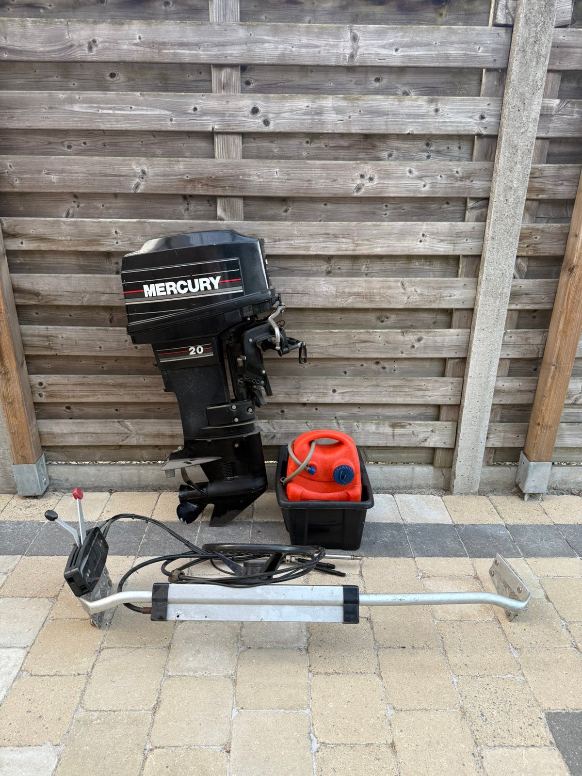 Mercury 20 pk 2-takt kortstaart, Watersport en Boten, Buiten- en Binnenboordmotoren, Ophalen, Zo goed als nieuw, Benzine