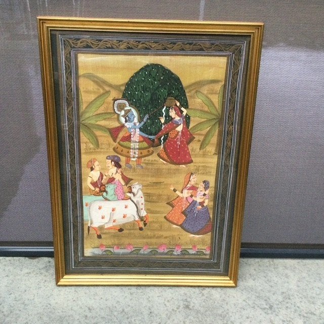 Indische volkskunst MUGAL : schilderij op zijde, Antiquités & Art, Art | Art non-occidental, Enlèvement, Autres types