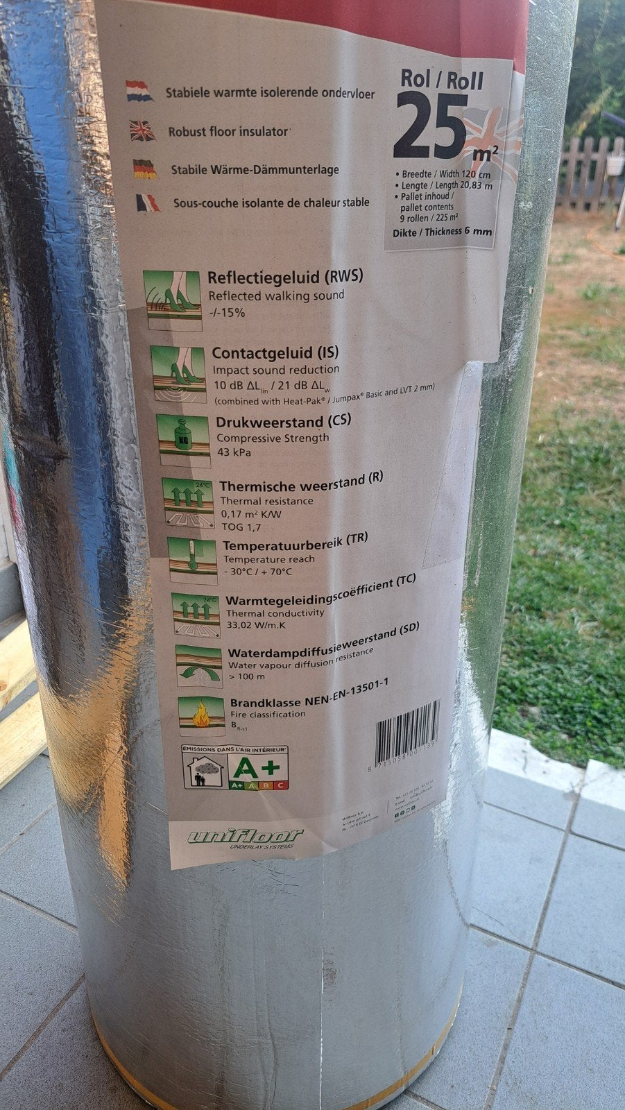 sous-plancher isolant durable pour parquet à l'état neuf 6 m, Enlèvement