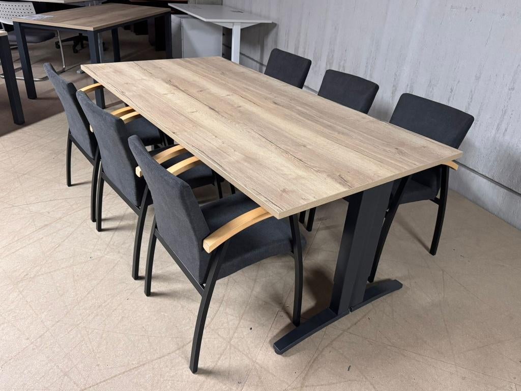 TDS Vergadertafel 200x100 cm nieuw blad in Halifax eiken, Werkplek, Ophalen, Gebruikt, Tafel