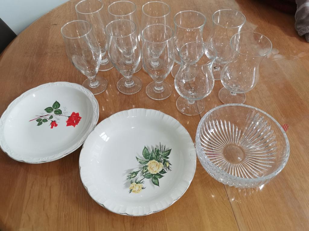 Set glazen en borden, Ophalen, Zo goed als nieuw, Glas, Glas of Glazen
