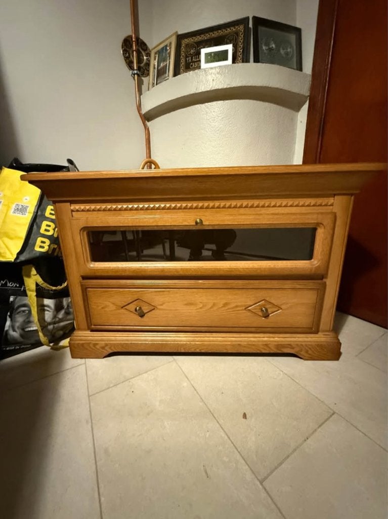 Tv-meubel van massief eikenhout - Zeer goede staat, Huis en Inrichting, Ophalen, Nieuw, Eikenhout