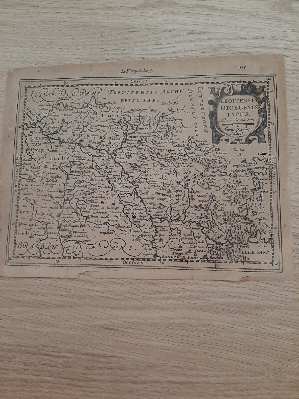 landkaart luik liege ongeveer 1750 orgineel, Ophalen of Verzenden, Landkaart