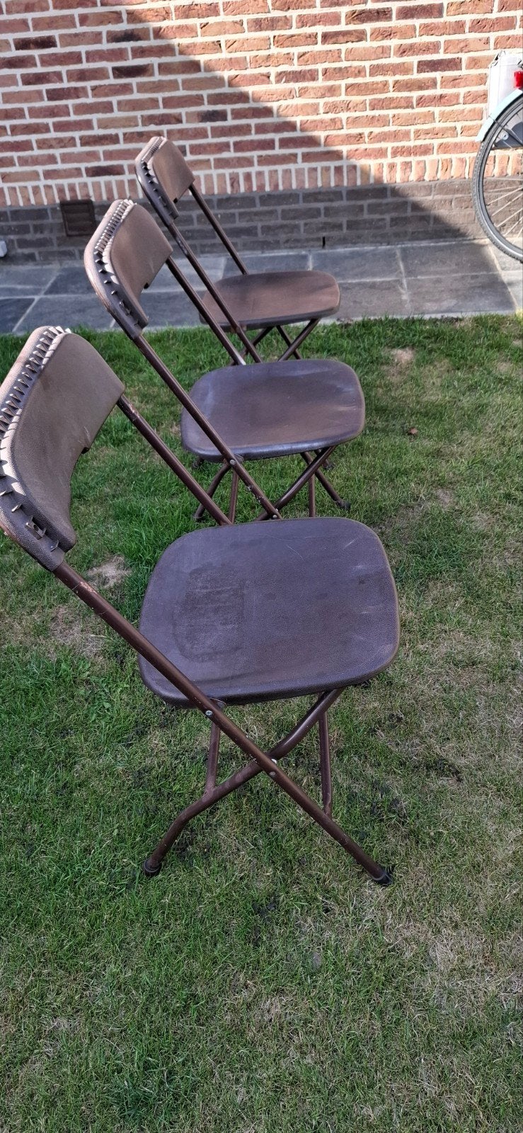 3 bruine klapstoelen voor buiten, wie doet een goed bod, Ophalen