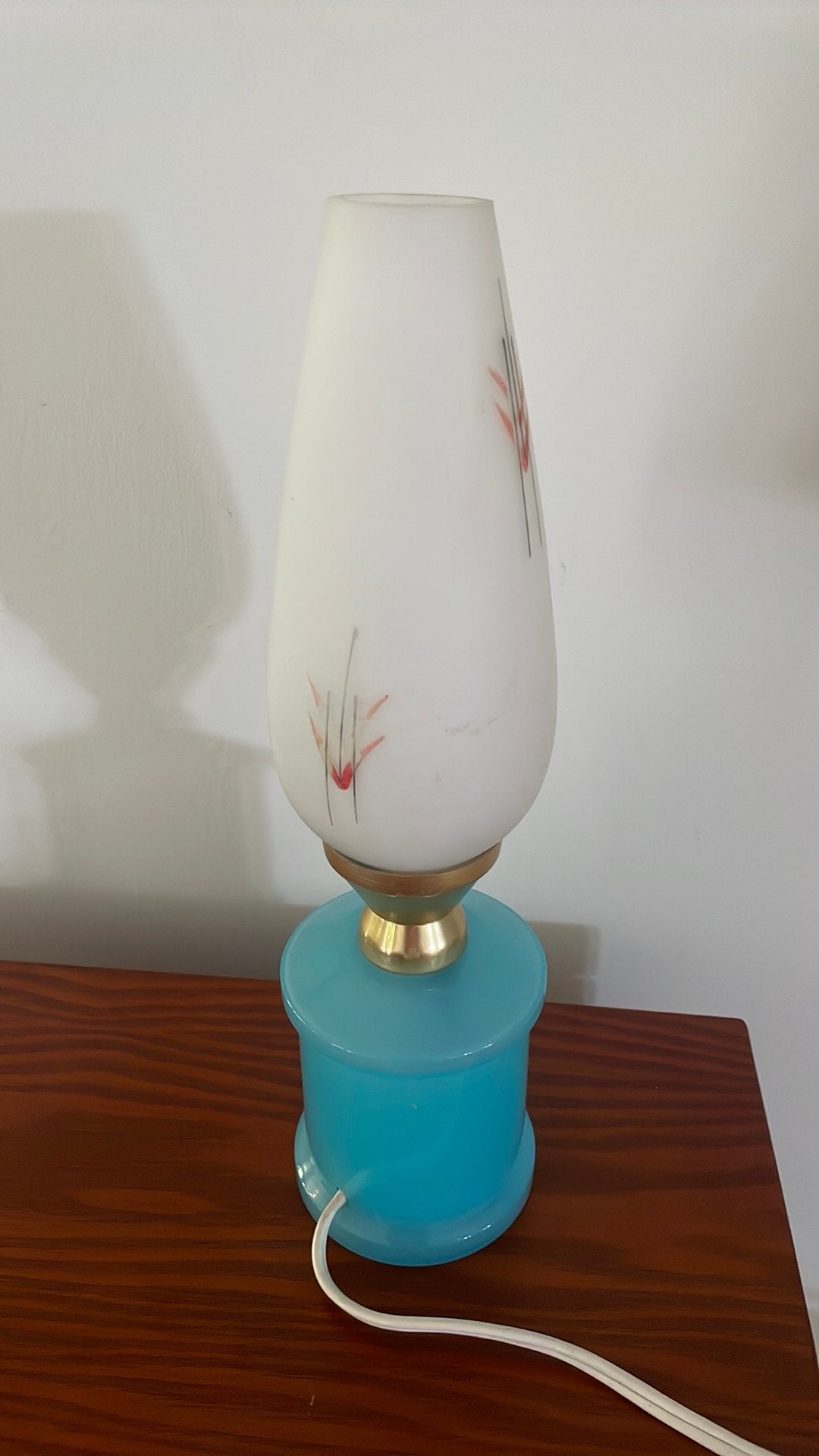 Prachtige vintage tafellamp (Jaren '50), Huis en Inrichting, Gebruikt, Vintage, Ophalen, Blauw