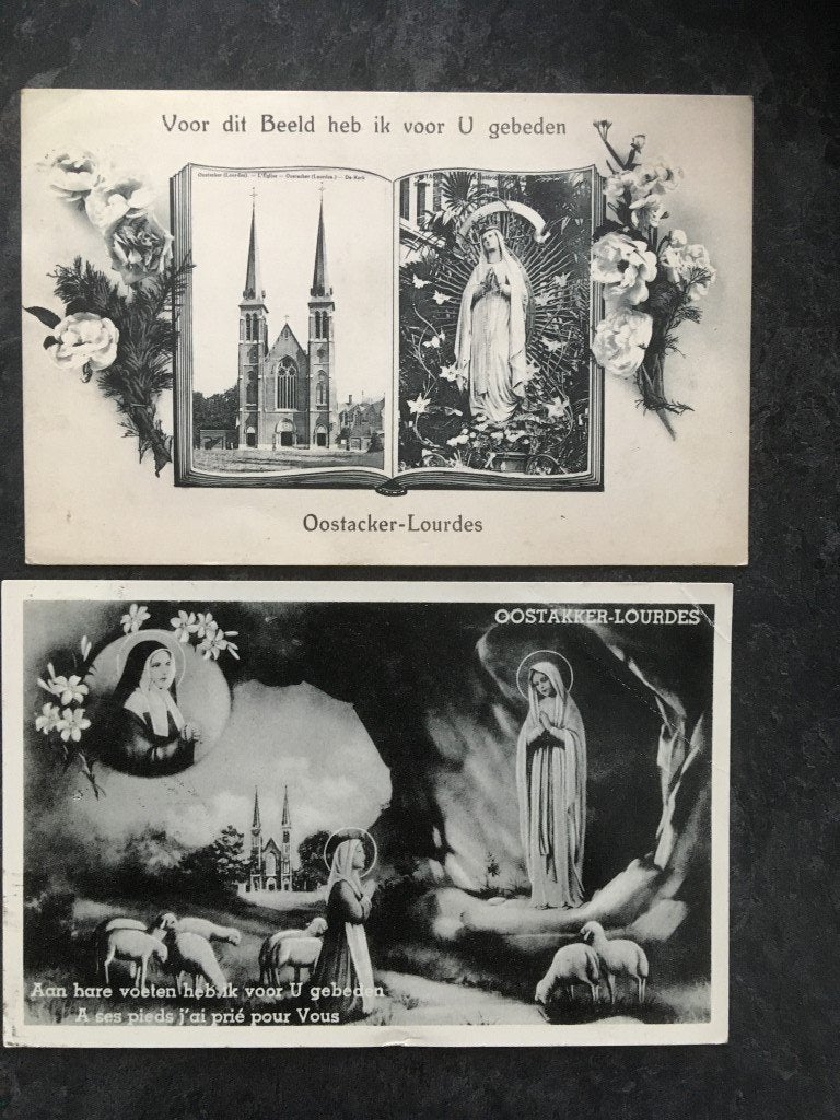 2 cartes postales Oostakker-Lourdes, Collections, Enlèvement ou Envoi