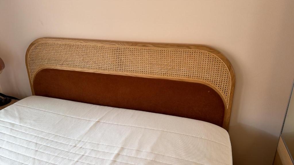 Tête de lit cannage et velours, Queen size, Comme neuf, Brun, Enlèvement