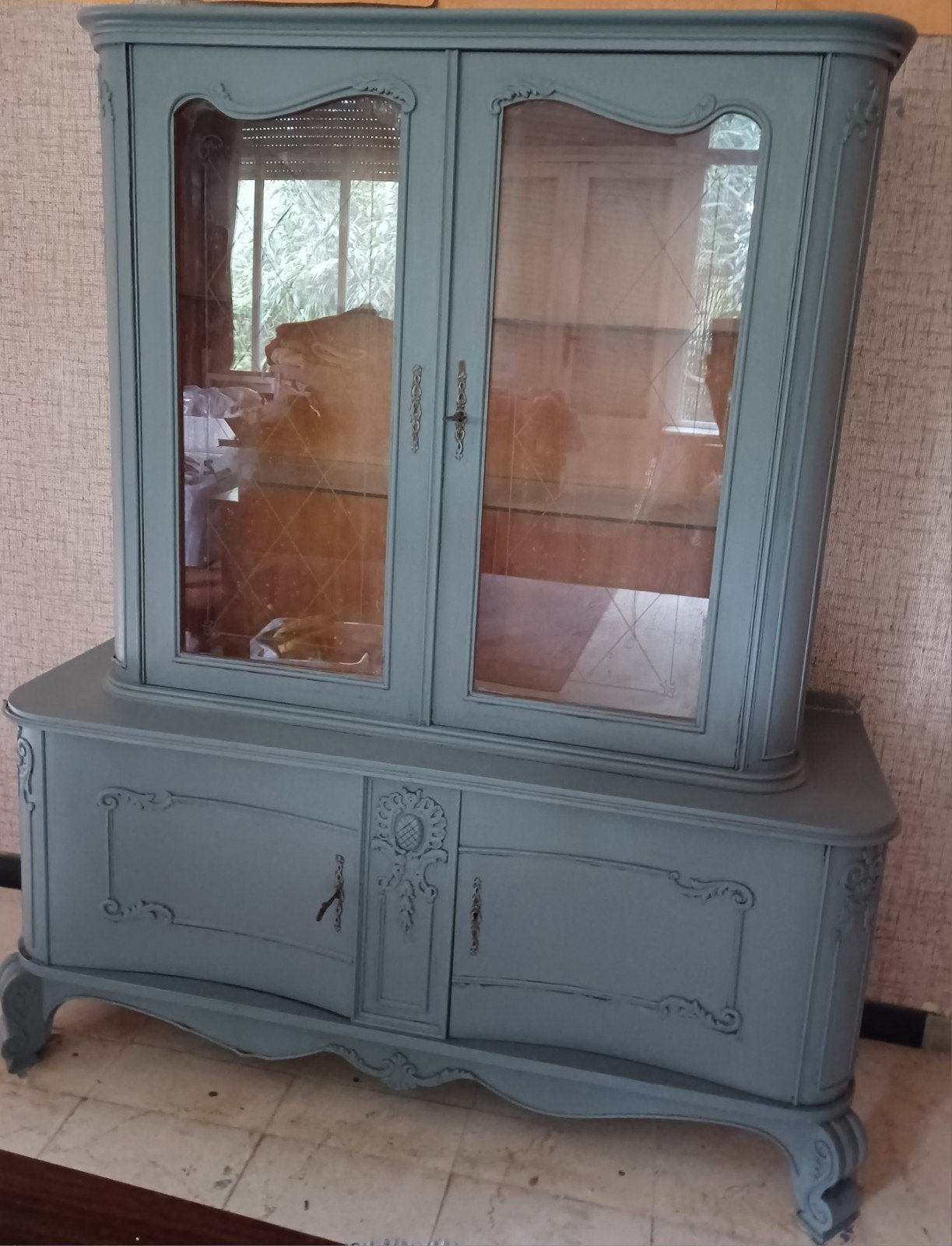 meuble  vitrine francais 2corps, Maison & Meubles, Armoires | Buffets, Enlèvement, Utilisé, 150 à 200 cm, 200 cm ou plus