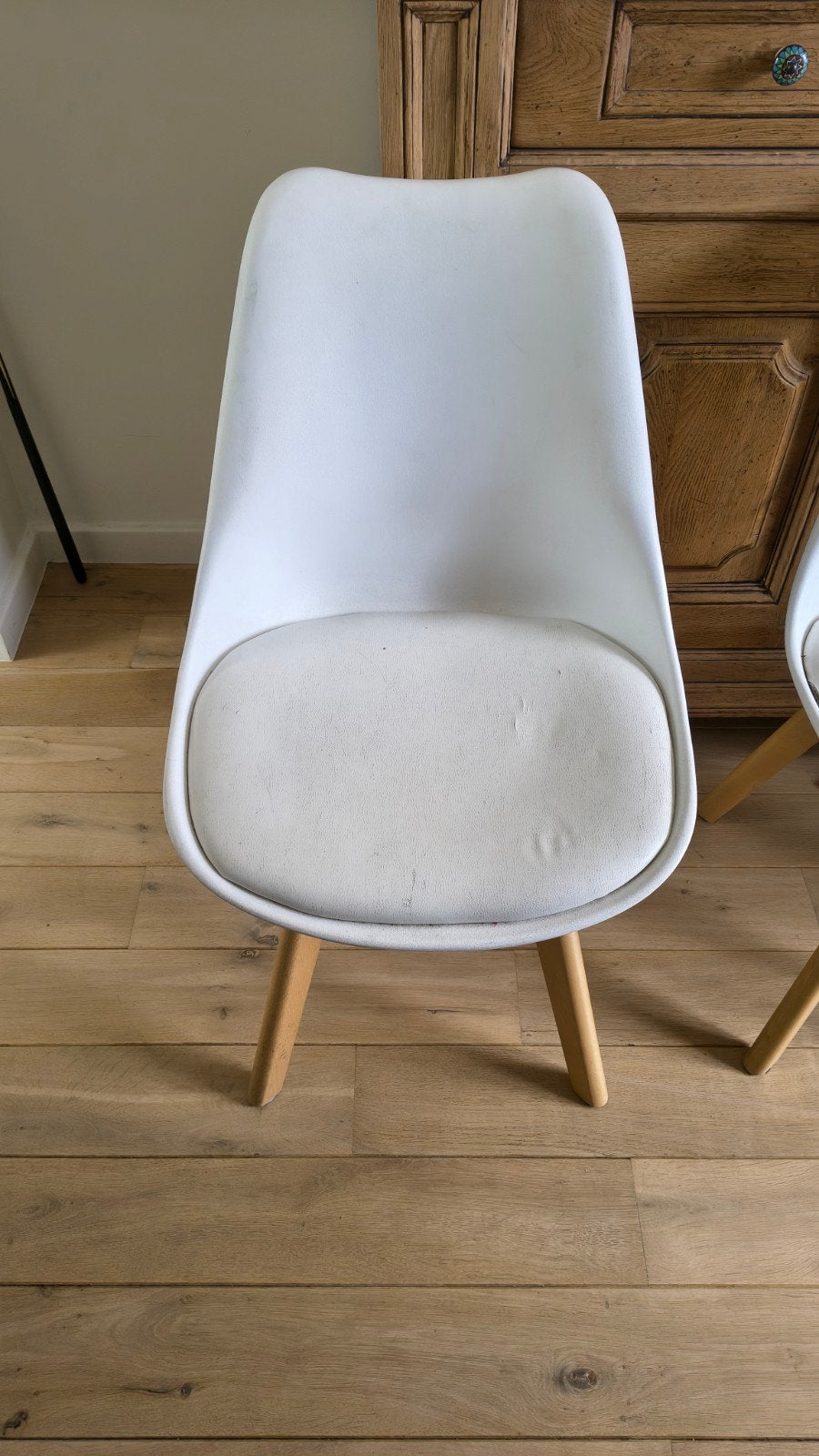 *GRATIS* 6 design stoelen met kussentjes, Ophalen, Gebruikt, Wit, Modern