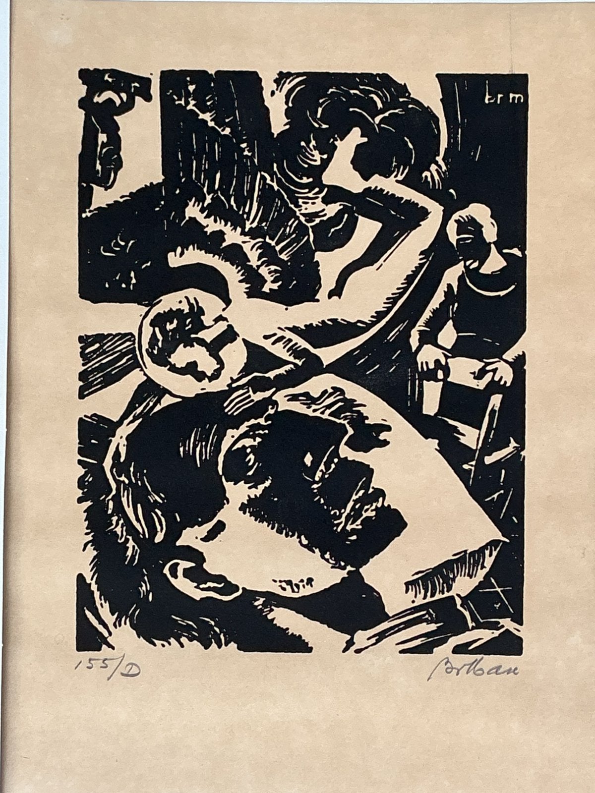 Broeder Max , 1903 - 1973 = Houtsnede. 25 euro., Ophalen of Verzenden, Houtsnede, Genummerd