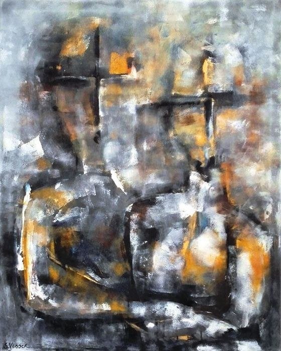 "Holding on to you " Acrylschilderij van Suzanne Visser, Antiquités & Art, Enlèvement ou Envoi
