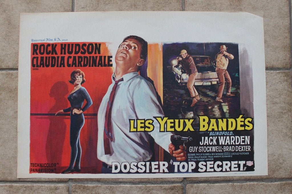 filmaffiche Claudia Cardinale Blindfold 1966 filmposter, Verzamelen, Posters, Zo goed als nieuw, Film en Tv, A1 t/m A3, Rechthoekig Liggend